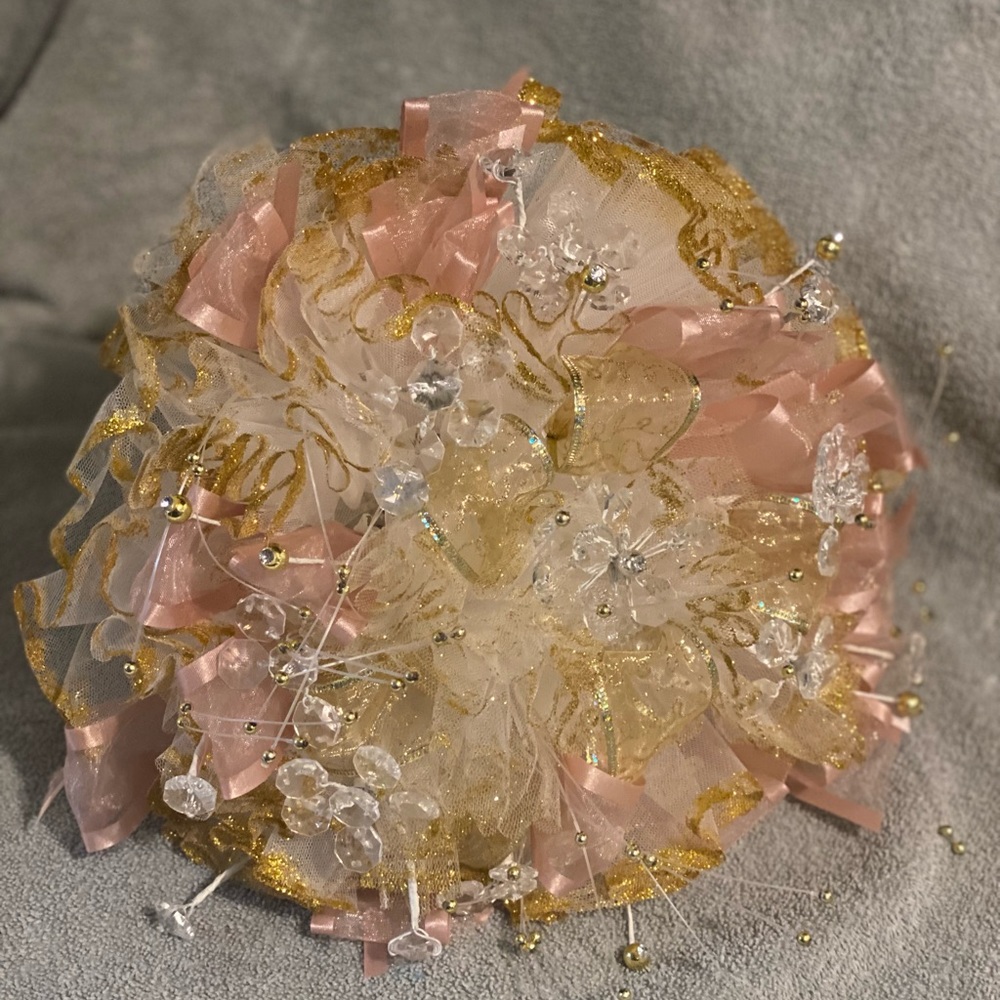 Rose gold quinceañera bouquet